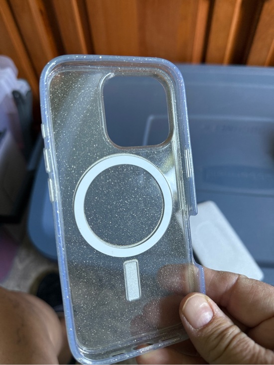 OtterBox Other - a clear glitter MagSafe phone case featuring embedded magnetic charging